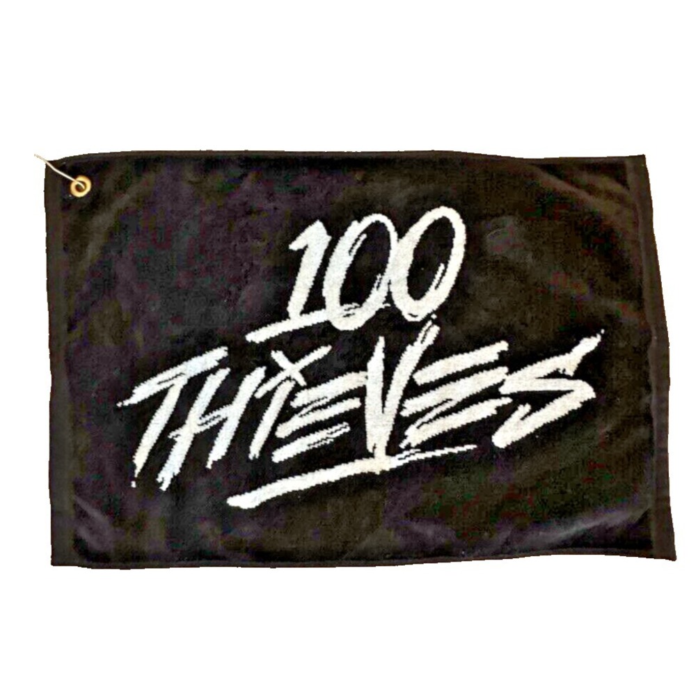 100 Thieves Golf Towel Black White Made in USA Metal Clip